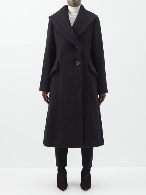 Proenza Schouler - Extended Shawl-collar Wool-blend Coat Black