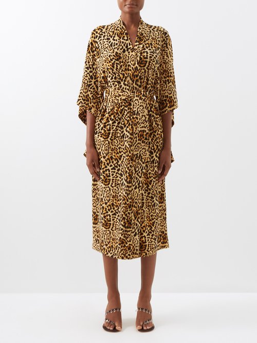 Norma Kamali - Leopard-print Crepe Wrap Midi Dress Leopard