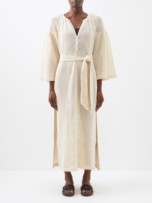 Boteh - Citrine Cotton-mesh Maxi Dress Natural