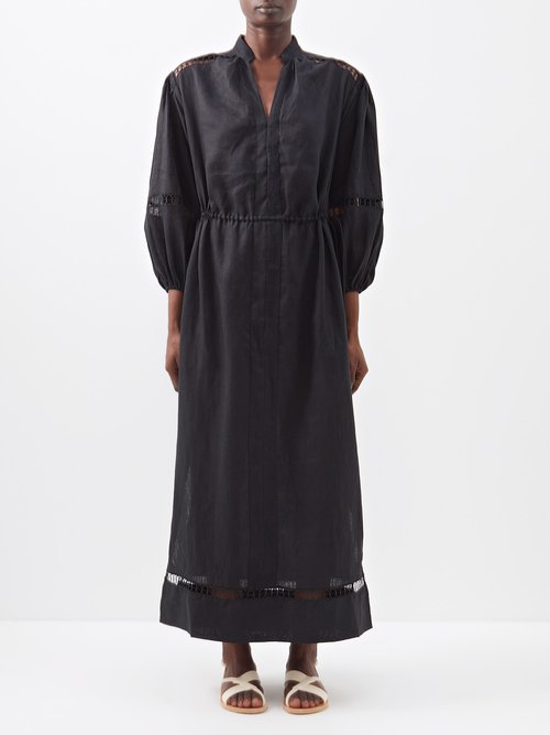 Boteh - Ismena Linen Smock Dress Black