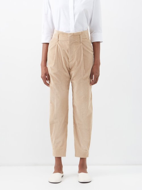 Single-pleat Cotton-blend Trousers