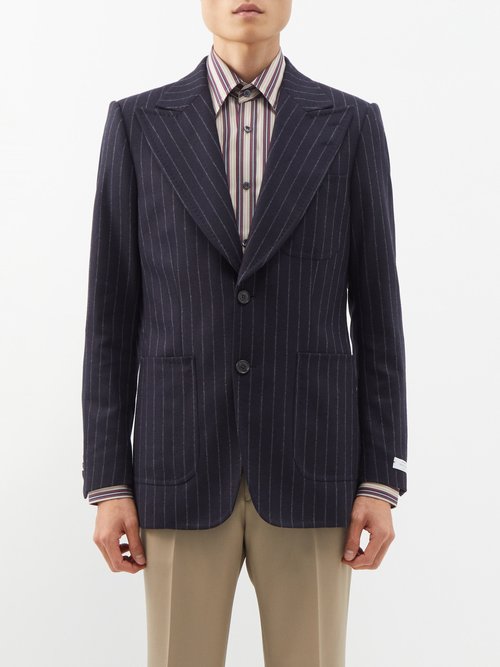 Ben Cobb X Tiger Of Sweden Meucci Pinstripe Wool-blend Suit Blazer In Dark Blue