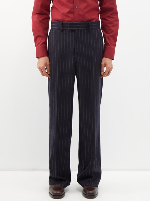 Ben Cobb X Tiger Of Sweden - Sedara Pinstripe Wool-blend Suit Trousers - Mens - Dark Blue
