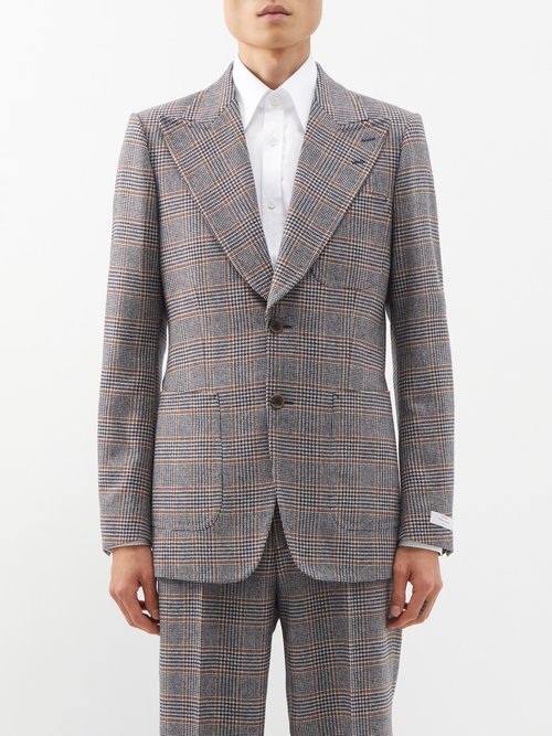 Ben Cobb X Tiger Of Sweden Meucci Prince Of Wales-check Wool Suit Jacket In Grey Multi