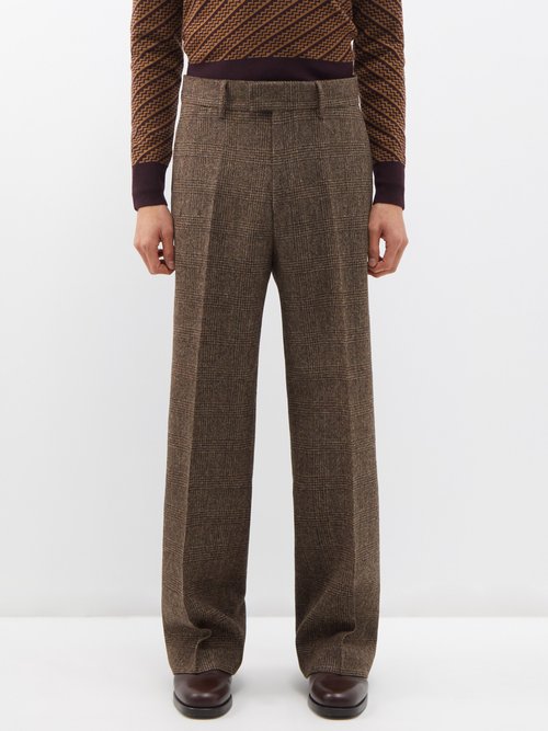 Ben Cobb X Tiger Of Sweden - Sedara Prince Of Wales-check Suit Trousers - Mens - Dark Brown