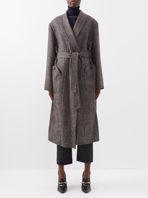 Blazé Milano - Better Place Alpaca-blend Tweed Wrap Coat Grey