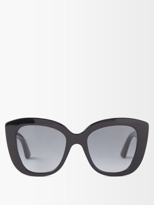 Gucci Oversized Butterfly-frame Acetate Sunglasses In Black