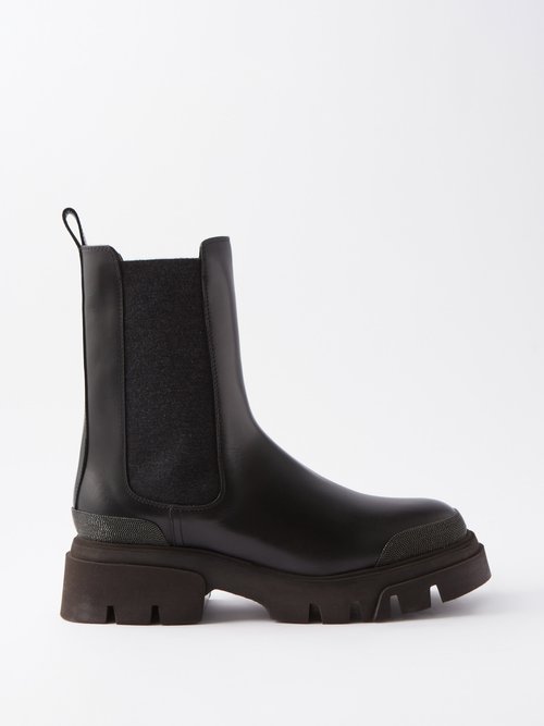 Brunello Cucinelli - Leather Chelsea Boots Black