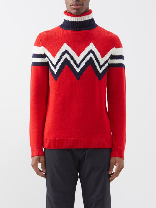 Perfect Moment - Alpine Roll-neck Merino Sweater - Mens - Red