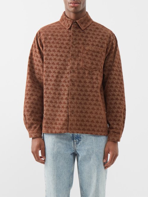 Erl - Logo-print Cotton-corduory Shirt - Mens - Brown