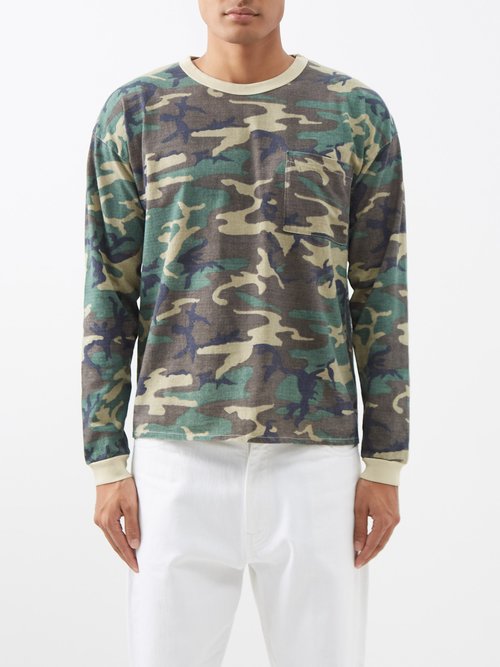 ERL: Green Camouflage Long Sleeve T-Shirt