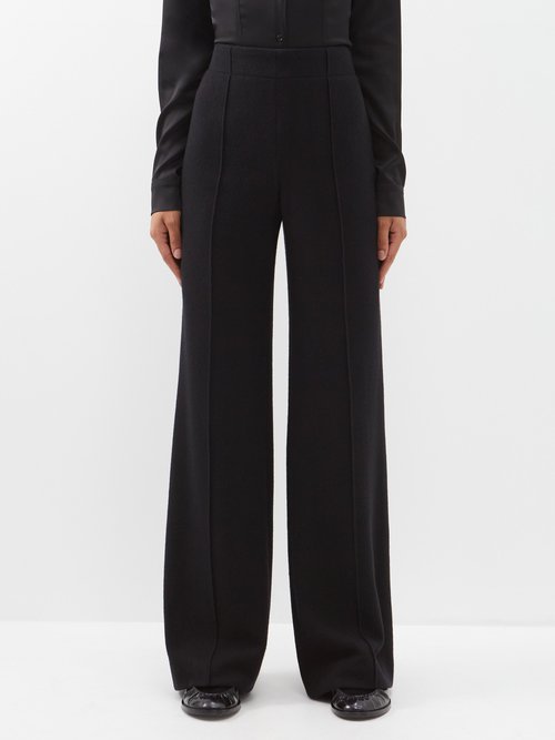 Chloé Recycled Cashmere-blend Wide-leg Trousers In Black