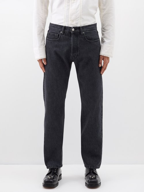 Stefan Cooke - Corded-monogram Straight-leg Jeans - Mens - Black