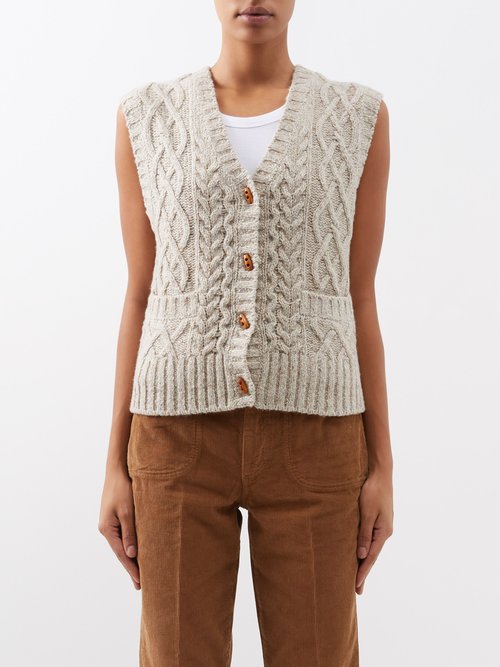 RE/DONE 50s cable-knit Cardigan Vest - Farfetch