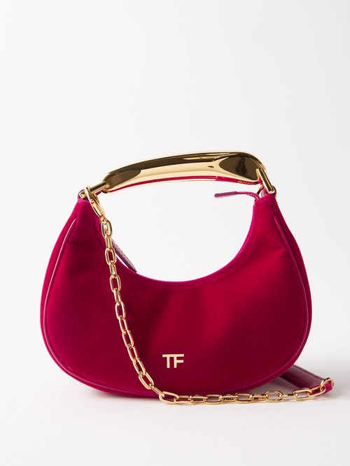 Tom Ford - Bianca Mini Velvet Shoulder Bag Fuchsia