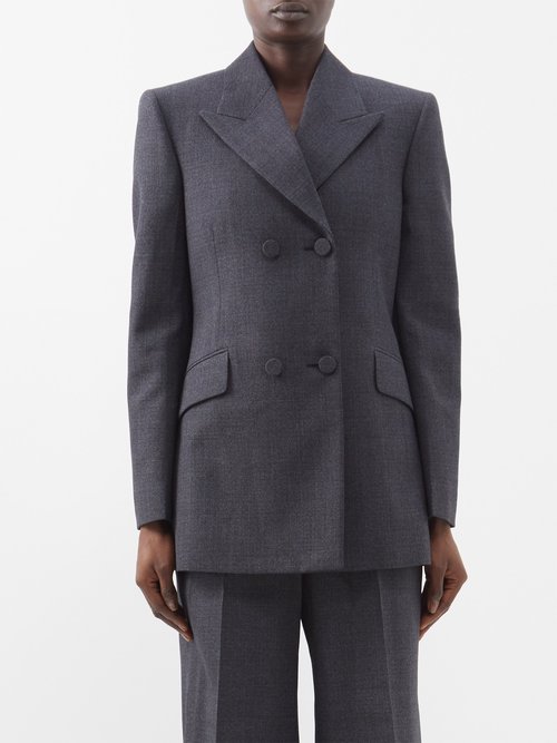 Givenchy - Double-breasted Wool Blazer - Womens - Grey