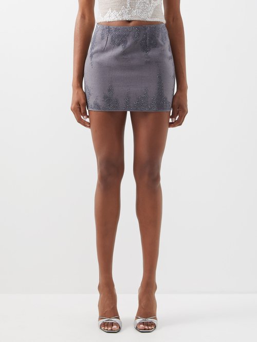 16Arlington Haile Crystal-decorated Technical-felt Mini Skirt