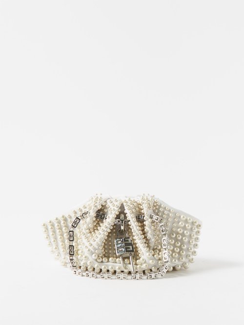 Givenchy Kenny Mini Faux Pearl-embellished Silk-satin Pouch