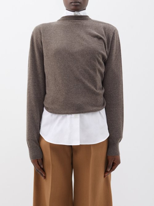 The Row - Laris Twisted-back Cashmere Sweater - Womens - Taupe