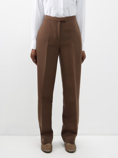 The Row - Elia Pleated Wool-blend Trousers - Womens - Taupe