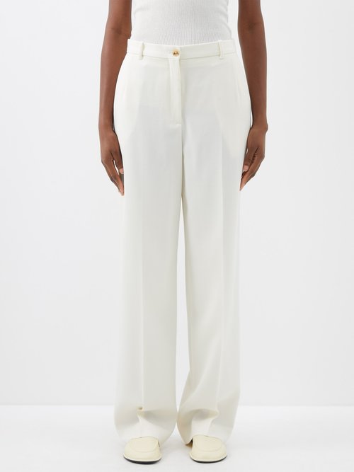 The Row - Acker High-rise Pleated Wool Trousers - Womens - Ivory