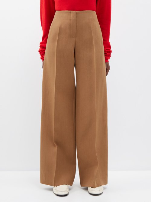 The Row - Pipa Pleated Wool-blend Wide-leg Trousers - Womens - Camel