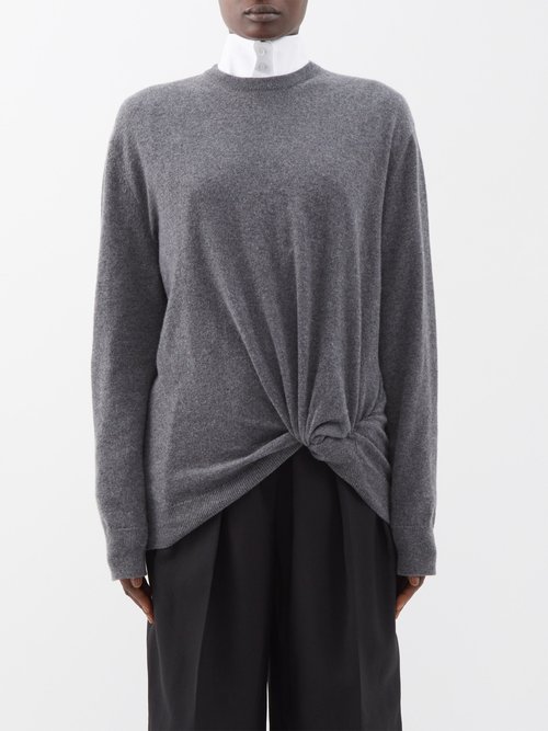 The Row - Twisted-front Cashmere Sweater - Womens - Grey