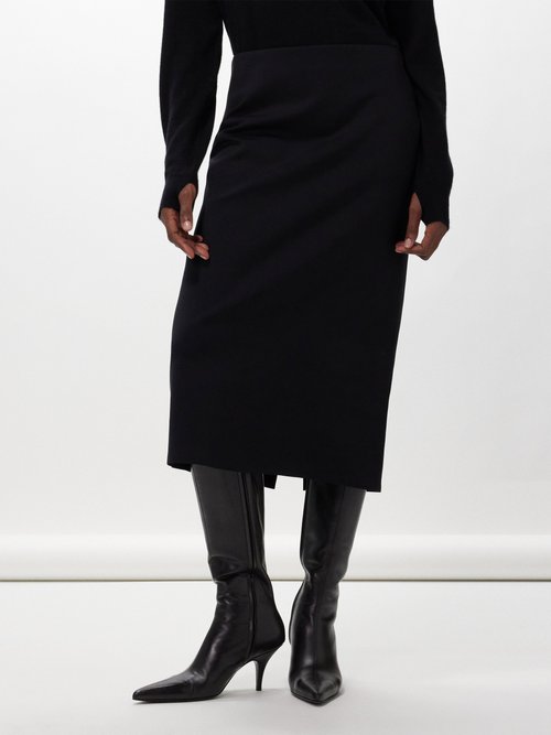 The Row - Alumo Crepe Midi Skirt - Womens - Black