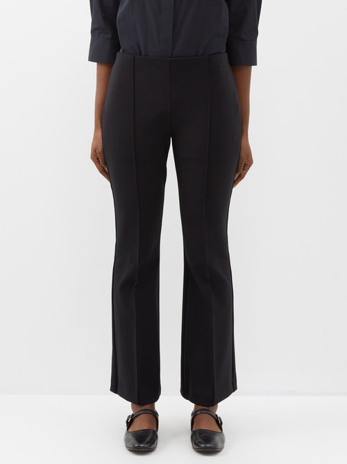 The Row - Beca Pintucked Flared Trousers - Womens - Black
