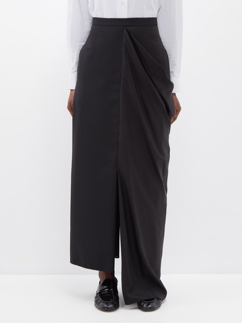 The Row - Axel Asymmetric Wool Skirt - Womens - Black