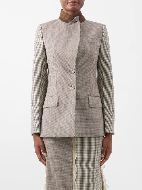 Fendi Houndstooth Wool-blend Suit Jacket