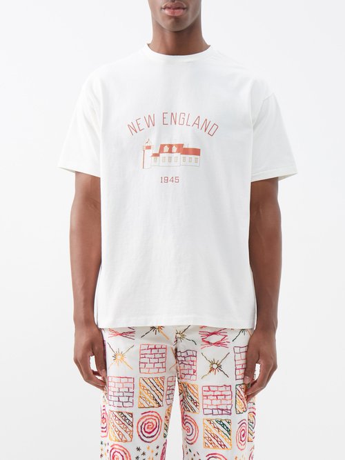 Bode - New England-print Cotton-jersey T-shirt - Mens - White