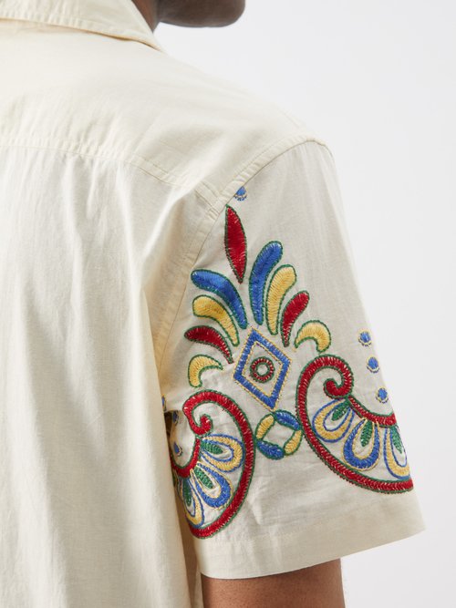 Bode Carnival Short-sleeved Embroidered Cotton Shirt | Smart Closet