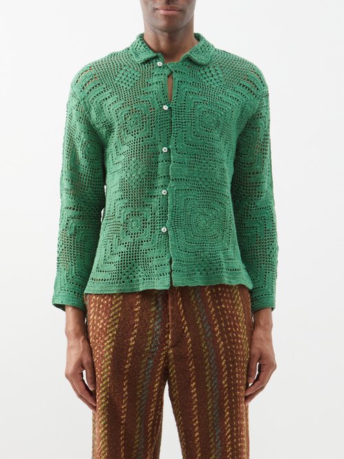 Bode - Crochet-cotton Shirt - Mens - Green