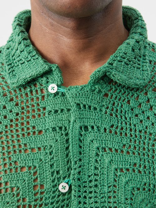 BODE Striped crochet-knit Shirt - Farfetch