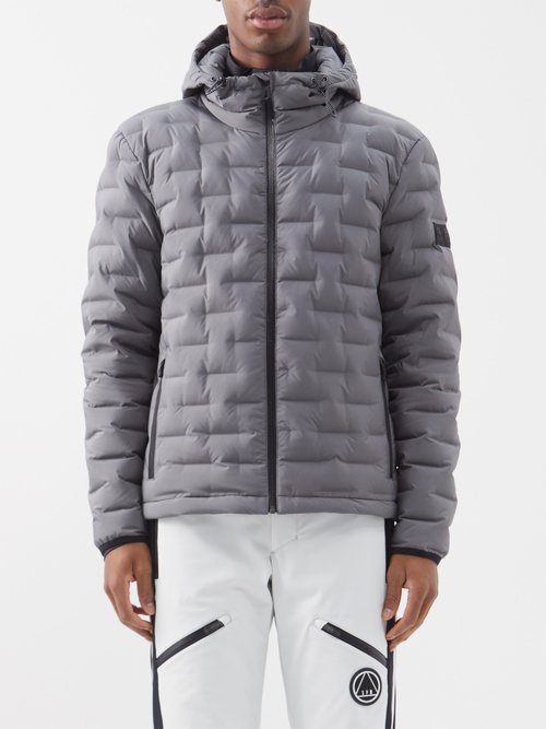 Sportalm Ace Logo-patch Quilted Hooded Down Ski Jacket In Grey