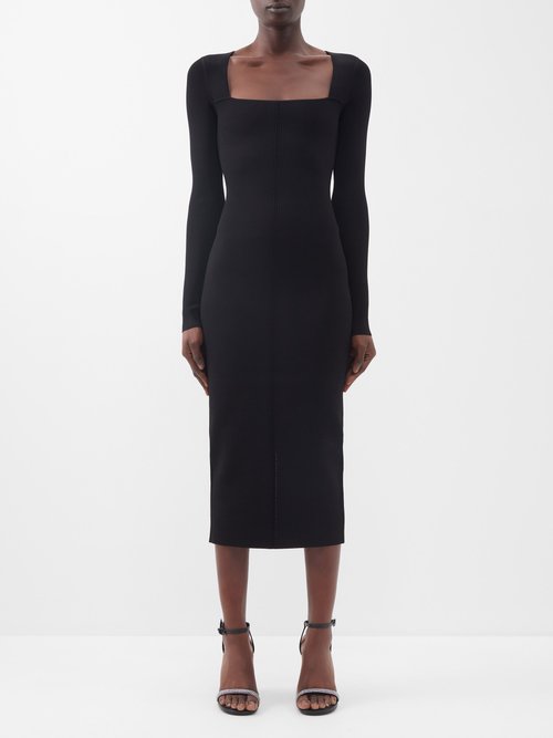 Victoria Beckham - Vb Body Square-neckline Jersey Midi Dress Black