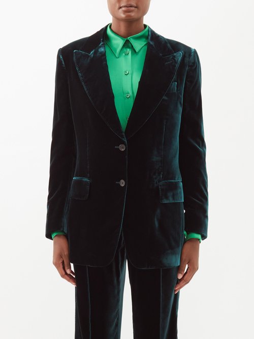 Tom Ford - Single-breasted Velvet Suit Jacket Green