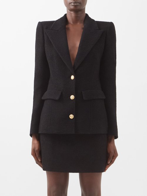 Alessandra Rich - Wool-blend Bouclé Suit Jacket Black