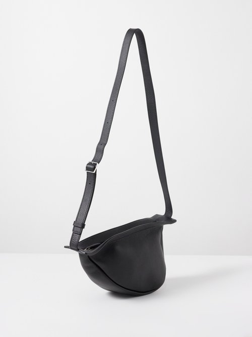 The Row Slouchy Banana Small Leather Cross-body Bag In Black