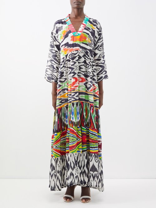 Rianna + Nina - Patchworked Vintage Ikat-silk Maxi Dress - Womens - Multi