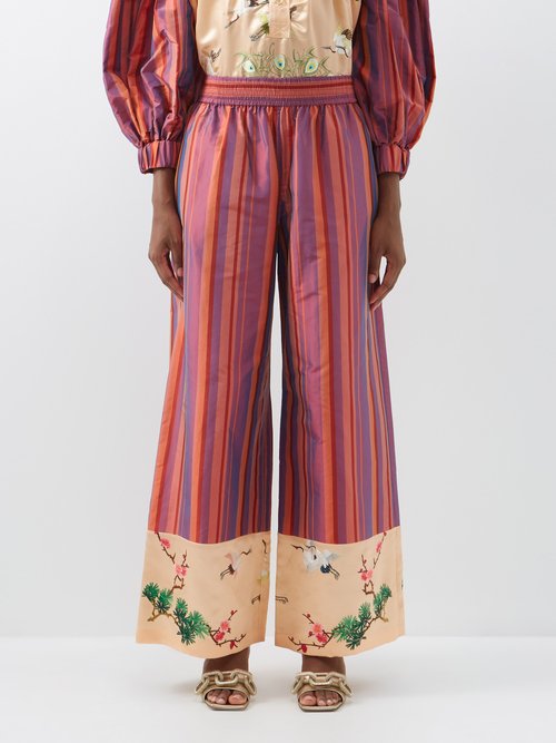 Rianna + Nina - Upcycled Vintage-silk Long Culottes - Womens - Multi