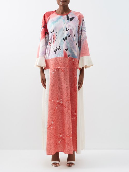 Rianna + Nina - Kendima Patchworked Vintage-silk Maxi Dress Multi