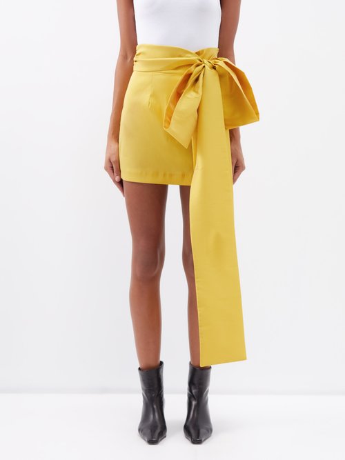 bernadette - bernard bow-waist taffeta mini skirt womens yellow