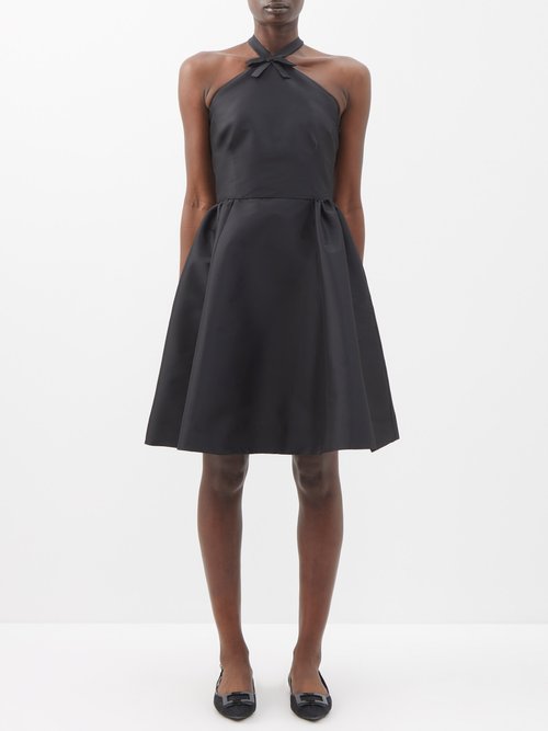 Bernadette - Jones Bow-tied Satin Sleeveless Mini Dress Black