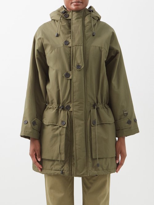 Fortela Fergie Hooded Faux Shearling-lined Cotton-blend Canvas Parka In Green