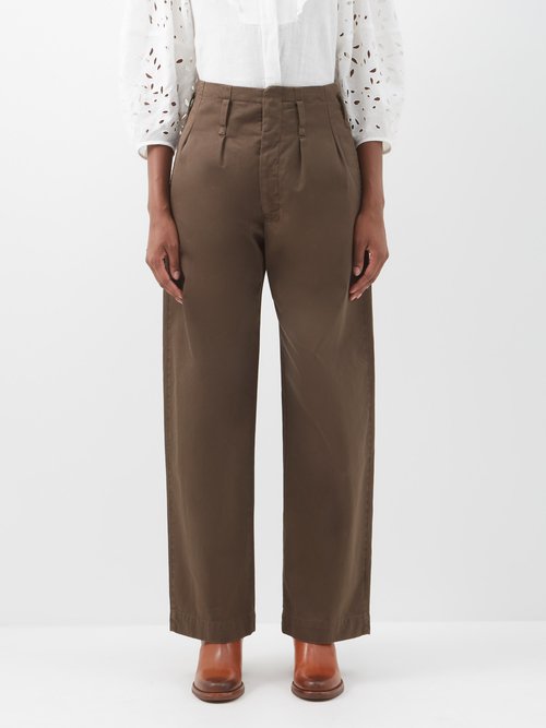 Fortela Fiona High-waisted Trousers In Brown