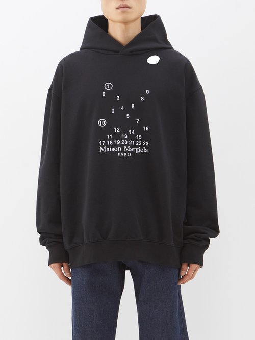 Maison Margiela Numbers-embroidered Oversized Cotton Hoodie