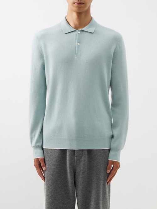 Arch4 Swansea Cashmere Long-sleeved Polo Shirt In Green