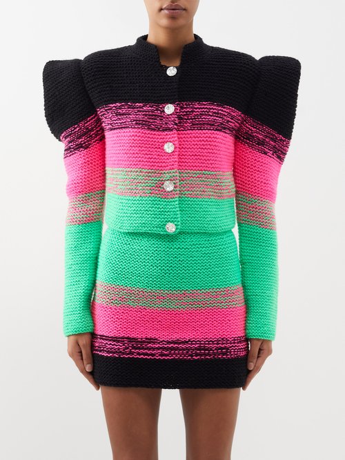 Germanier Exaggerated-shoulder Gradient Knitted Jacket